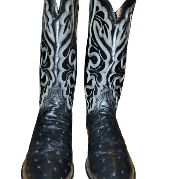 Vintage J Chisholm Exotic Ostrich  Cowboy Boots Size 10D Made in USA - Picture 4 of 7